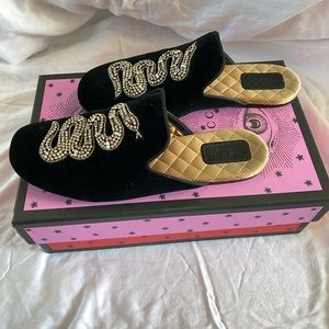 Gucci Velluto Marmara snake velvet slides - black